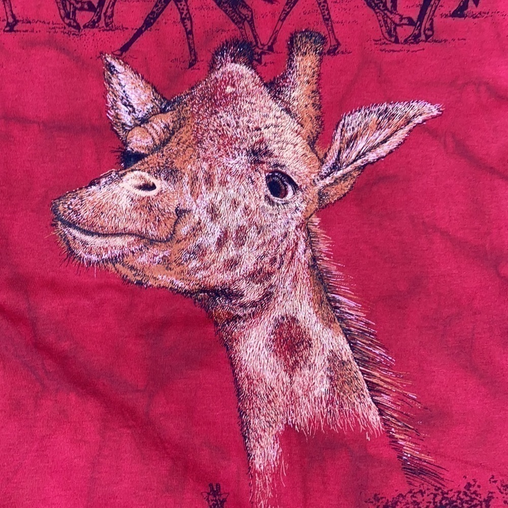 Vintage Anvil Giraffe Red Graphic Print Tshirt XL - Picture 5 of 10